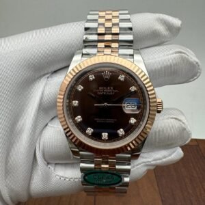 Rolex Datejust 41 126331 Rose Gold SS Factory Chocolate Diamonds Dial Watch