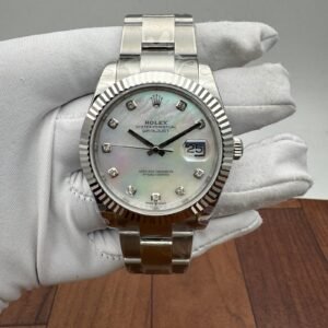 Rolex Datejust 41 Mother of Pearl Diamond Dial Stainless Steel Fluted Bezel Oyster Bracelet
