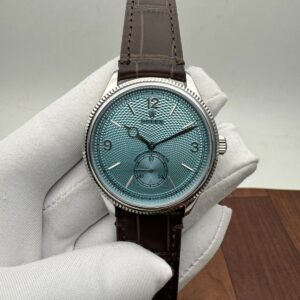 Rolex 1908 Ice Blue Dial Leather Strap Platinum